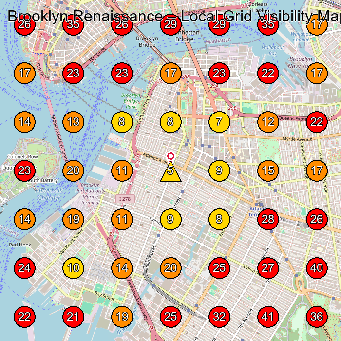 Brooklyn Renaissance GeoGrid visibility map for Parking Garage in Brooklyn